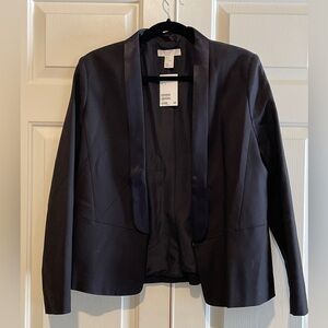 H&M open front blazer with satin collar